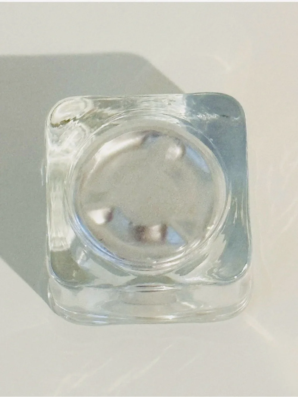IKEA Clear Glass Tealight Holder with Cream Tealight